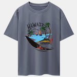 Hawaii Beach Print Drop Shoulder Oversize T-Shirt