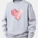 Doodle Heart Print Relax Fit Sweatshirt