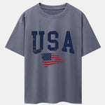 USA Flag Print Drop Shoulder Oversize T-Shirt