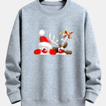 Santa Claus And Reindeer Print Relax Fit Sweatshirt