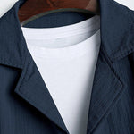 Men's casual textured Cuban collar short-sleeved shirt