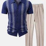 Geometric Knit Shirt & Slim Fit Tapered Trousers