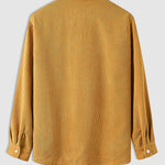 Men's Half Button Corduroy Long Sleeve Shirt-Light Blue