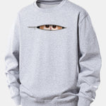 Zipper Cat Print Relax Fit Sweatshirt