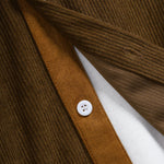 Men's Corduroy Contrast Button-Down Casual Long Sleeve Shirt