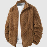 Men's solid color jacquard lambskin warm jacket