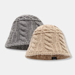 Solid Color Wool Coarse Texture Warm Knitted Bucket Hat