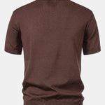 Stripe Jacquard Knit Polo Shirt & Straight Leg Ribbed Pants