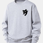 Black Cat Print Relax Fit Sweatshirt