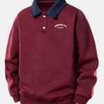 Relax Fit Brooklyn Print Contrast Polo Sweatshirt