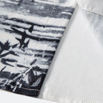 Ink Landscape Painting Stand Collar Shirt & Man Mid Length Drawstring Swim Shorts