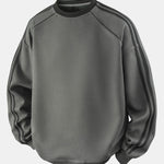 Relax Fit Stripe Waffle Crew Neck Sweatshirt