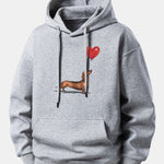 Heart-shaped Balloon Dachshund Print Relax Fit Hoodie