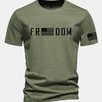 Regular Fit American Flag Freedom Print Cotton T-Shirt