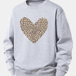 Leopard Heart Print Relax Fit Sweatshirt
