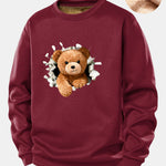 Teddy Bear Print Teddy Fleece Lined Sweatshirt