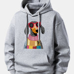 Colorful Sweater Dog Print Relax Fit Hoodie