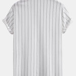 Stripe Textured Button Up Shirt & Straight Leg Linen Pants