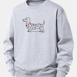 Colorful Light Strip Dog Print Relax Fit Sweatshirt