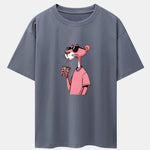 Pink Panther Print Drop Shoulder Oversize T-Shirt