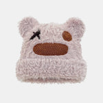 Fluffy Bear Ear Design Cute Beanie Hat Suitable For Autumn Winter