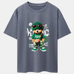 Graffiti Bear Print Drop Shoulder Oversize T-Shirt