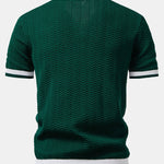 Texture Contrast Knitted V Neck Polo Shirt & Slim Fit Tapered Trousers