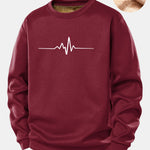 Heartbeat Print Teddy Fleece Lined Sweatshirt