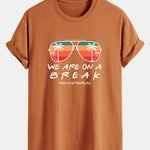 Regular Fit Sunglasses Palm Tree Print Cotton T-Shirt