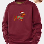Christmas Dachshund Print Teddy Fleece Lined Sweatshirt