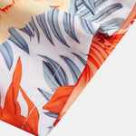 Tropical Flowers Print Button Up Shirt & Drawstring Swim Shorts