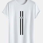 Stripe Future Print Cotton Arc Hem T-Shirt