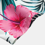 Tropical Flowers Print Button Up Shirt & Zip Pocket Swim Shorts
