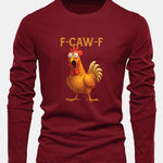 Long Sleeve Rooster Print Cotton T-Shirt