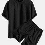 Relax Fit Mid-Length Sleeve Twist Jacquard T-Shirt & Shorts