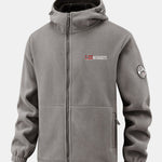 Polar Fleece Zipper Pocket Hooded Coat