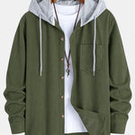 Waffle Corduroy Hooded Shirt