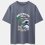 Beach Waves Print Drop Shoulder Oversize T-Shirt