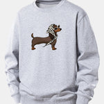Headscarf Dachshund Print Relax Fit Sweatshirt