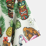 Tropical Tiki Bigfoot Print Button Up Shirt & Solid Drawstring Swim Shorts