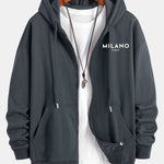Milano Italy Print Relax Fit Zip Hoodie