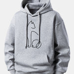 Cat Line Print Relax Fit Hoodie