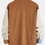 Relax Fit Color Block Corduroy Button Up Shirt
