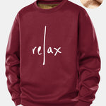 Relax Print Teddy Fleece Lined Sweatshirt