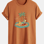 Regular Fit Skeleton On Vacation Print Cotton T-Shirt
