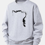 Outline Cat Print Relax Fit Sweatshirt
