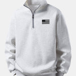 Relax Fit American Flag Print Quarter Zip Sweatshirt