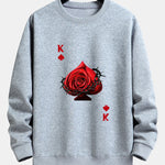 Heart Rose K Print Relax Fit Sweatshirt