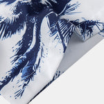 Palm Tree Print Button Up Shirt & Man Mid Length Drawstring Swim Shorts