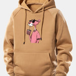 Pink Panther Print Drawstring Hoodie